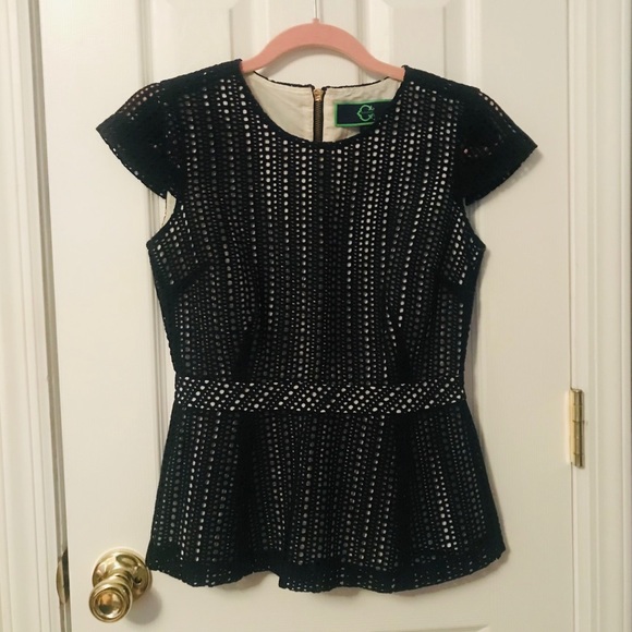 C Wonder black eyelet peplum top - Picture 3 of 10